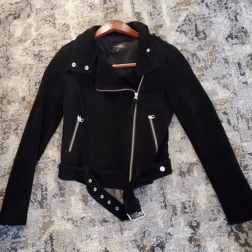BRAND NEW MACKAGE REAL GOATSKIN BLACK LEATHER JACKET.